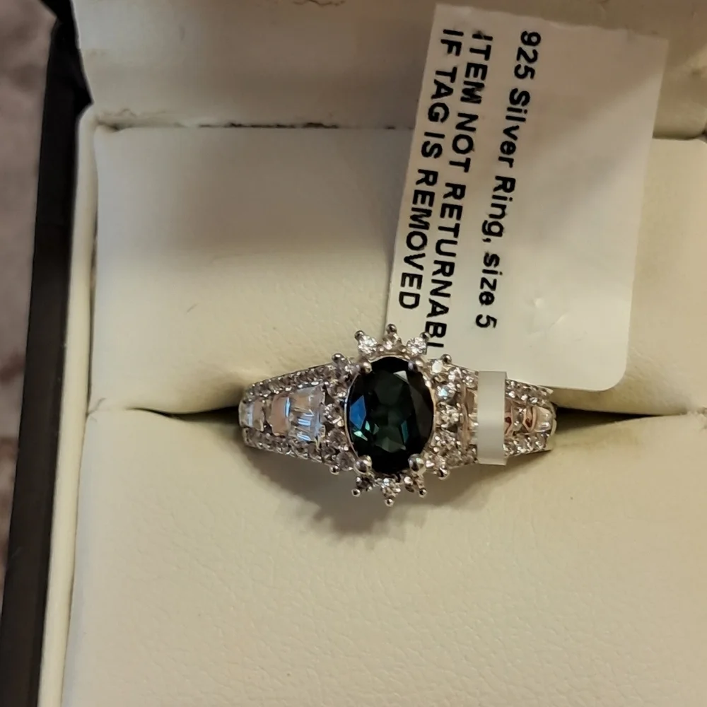 AAA Monte Belo Indicolite and White Zircon Starburst Halo Ring